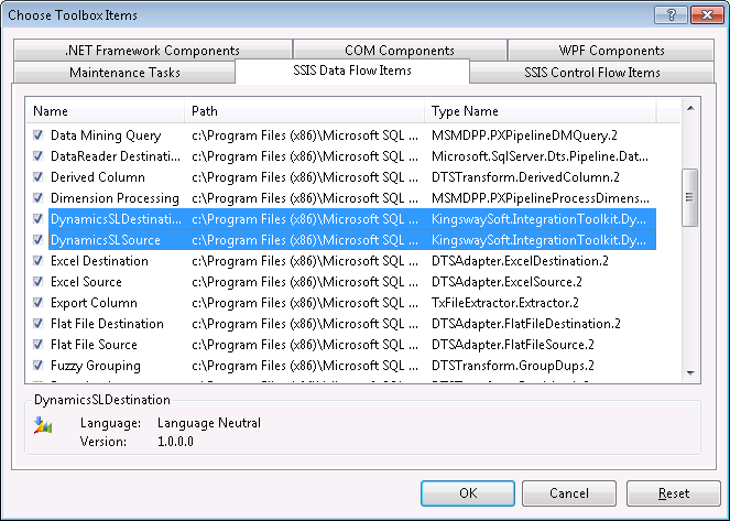 Add SSIS data flow components